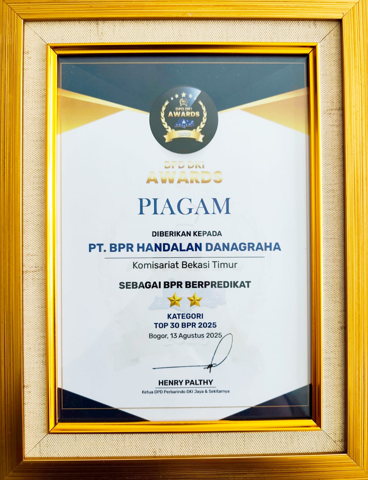 Penghargaan TOP 30 BPR dari Perbarindo