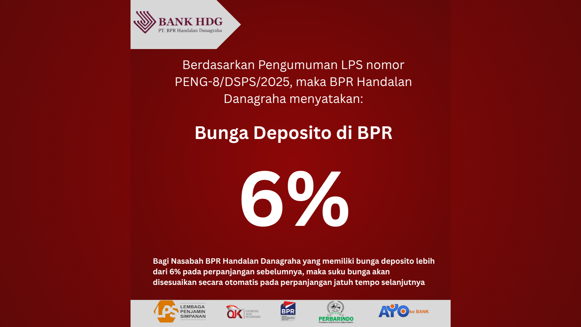 Penetapan Suku Bunga Deposito Per Oktober 2025